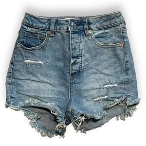We the Free People Jean Shorts Size 25 CRVY blue High Waist Daisy Dukes Cut Offs